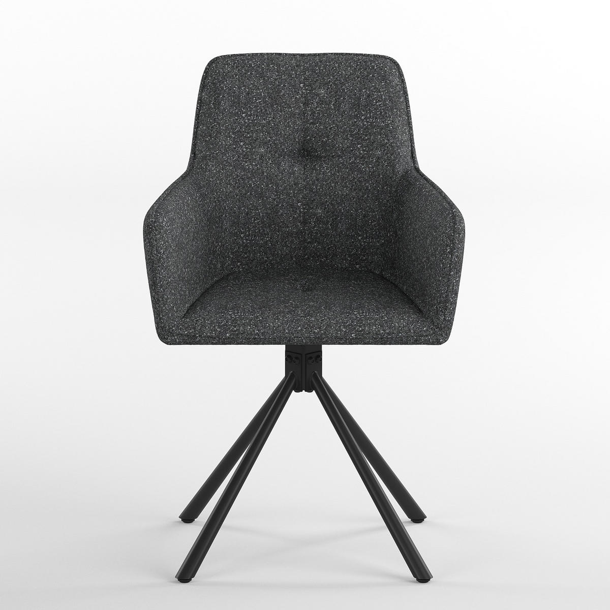 GARTENSTUHL - 2er-Set - Stahl - Schwarz / Grau - Schwarz/Grau, Textil/Metall (61/86/61cm) - home24