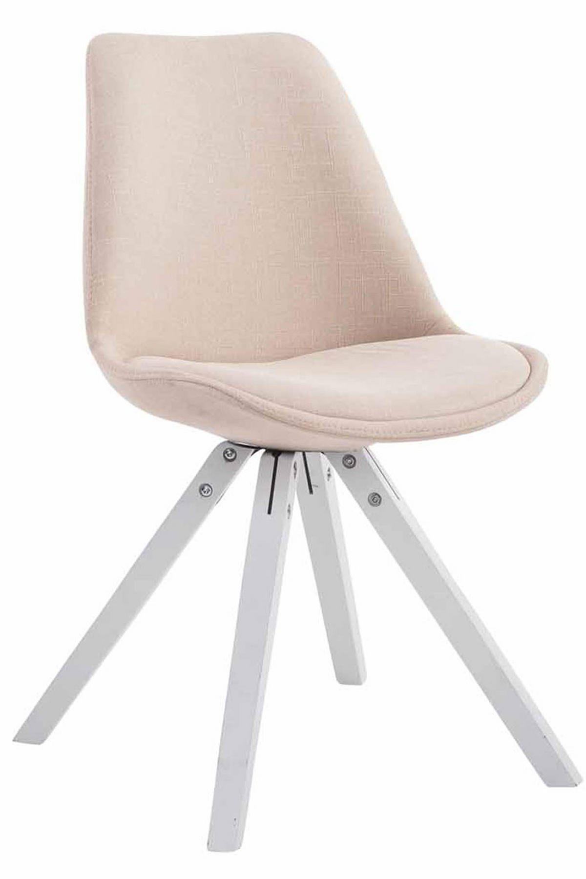 STUHL Stoff creme - Creme/Weiß, Holz/Textil (48/84/56cm) - CLP