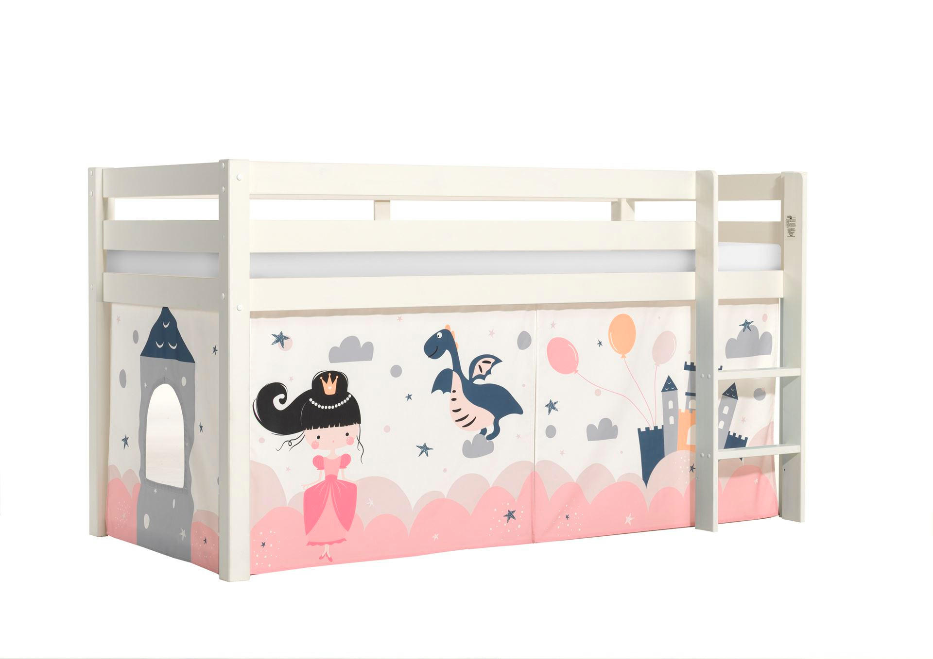 58aufmkessel Kinderbett Weiß, Magnolie 90x200 cm