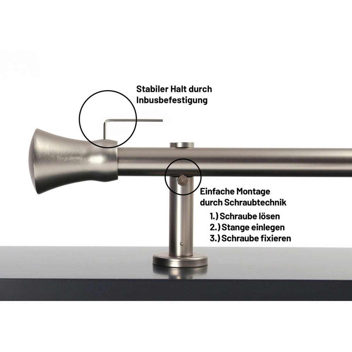 GARDINENSTANGE 1-Lauf Kegel - Silberfarben, Metall (320cm) - Deco-Raum