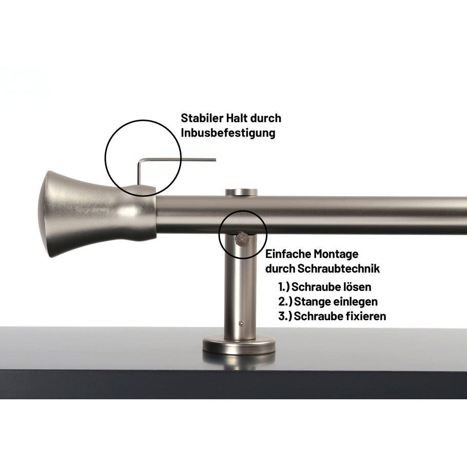 Thumbnail - Deco-Raum Gardinenstange, Silber, Metall, 350 cm, Wohntextilien, Gardinen & Vorhänge, Gardinen-Stangen