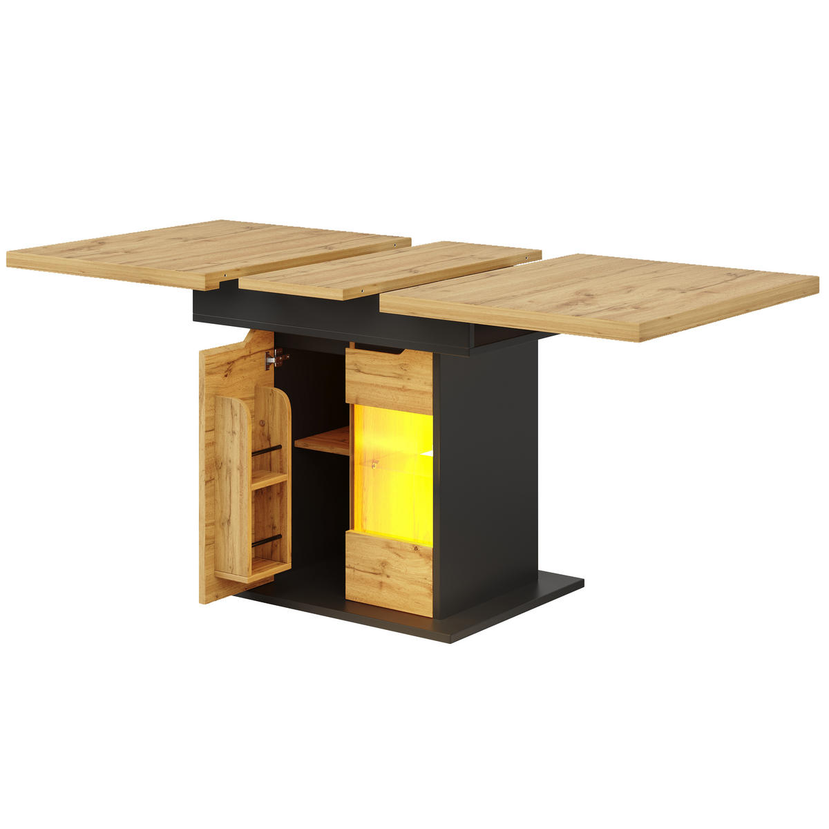 AUSZIEHTISCH Holzoptik Schwarz 110-140/80/76 cm - Schwarz, Holz (80/110/76cm) - PANGIVO