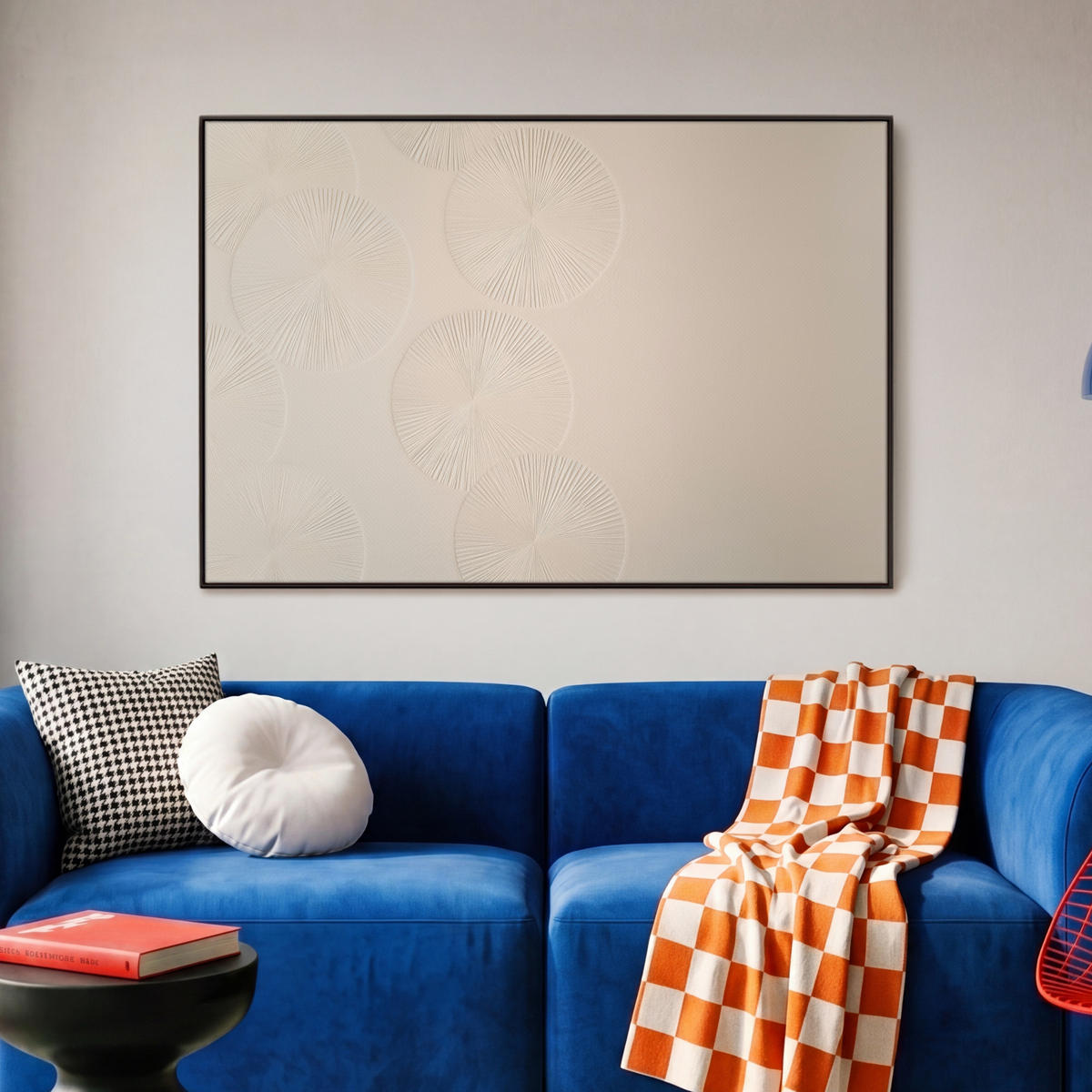 LEINWAND Bilder mit Rahmen - Japandi - Beige - Modern - 90x60 - Ecru, Textil (90/60cm) - MuchoWow