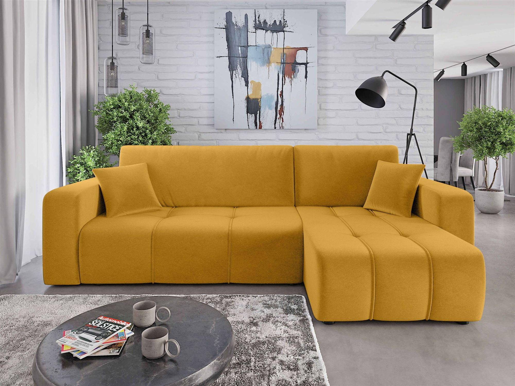 ECKSOFA Dagny Mit Schlaffunktion - Gelb, Holzwerkstoff/Textil (248/146cm) - Fun Möbel