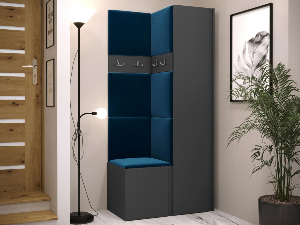 GARDEROBEN-SET Orion XXIV - Blau/Graphitfarben, Holzwerkstoff/Kunststoff (82/186/46cm) - MIRJAN24