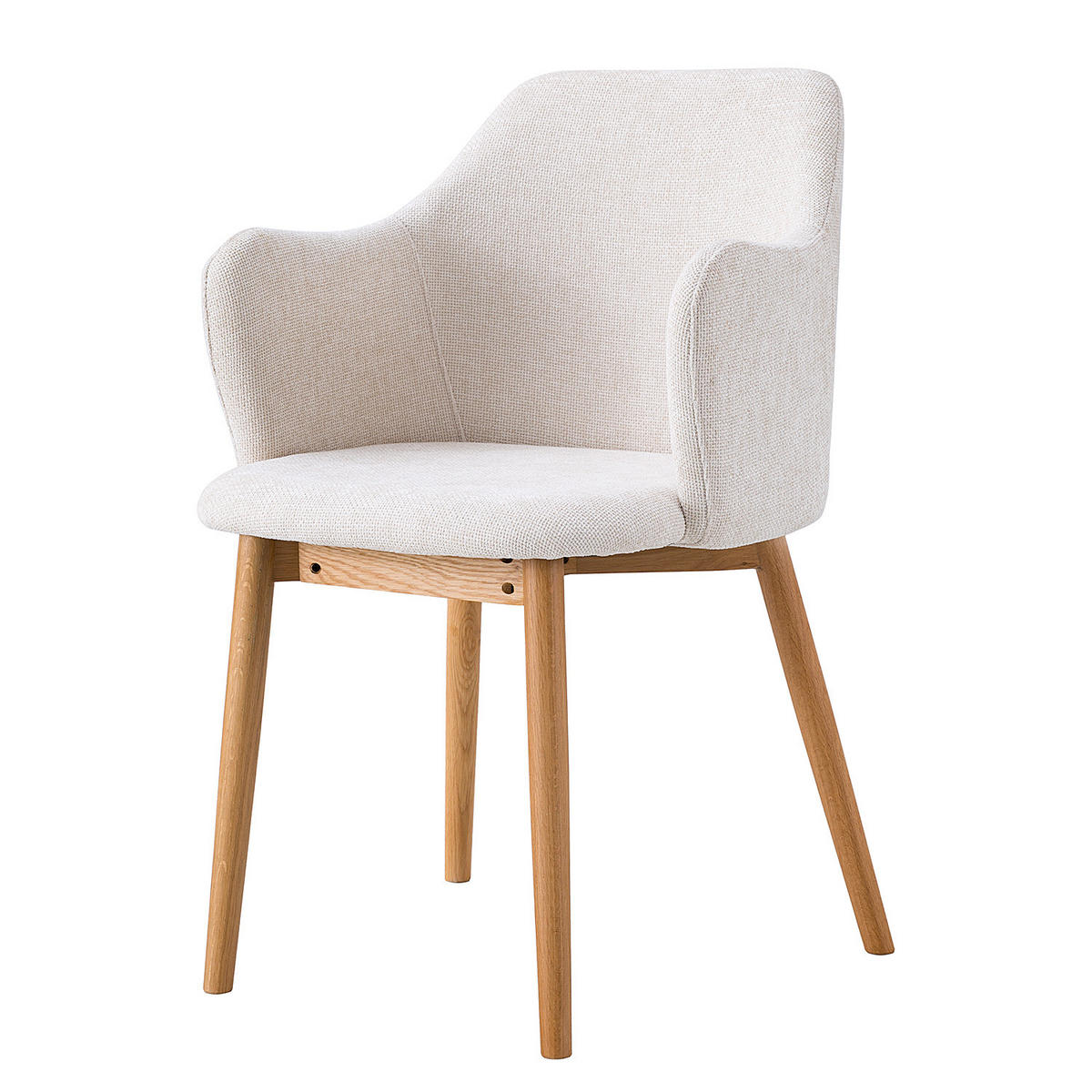 ARMLEHNENSTUHL - Strukturstoff, 2er-Set - Eichefarben/Beige, Eichenholz/Textil (55/82/57cm) - home24