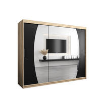 SCHWEBETÜRENSCHRANK 200/250/62 3-türig - Silberfarben/Schwarz, Holz/Kunststoff (250/200/62cm) - Abiks Möbel