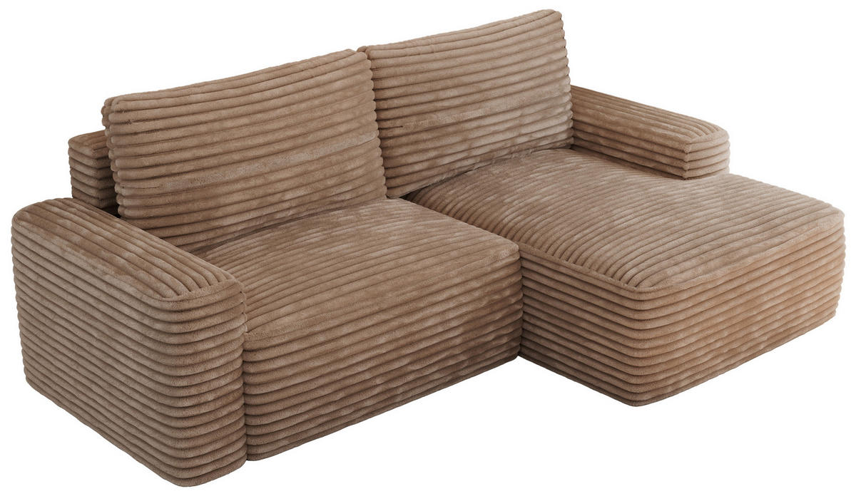 ECKSOFA BELLUNO L Braun Cord - Rechts - Schwarz/Braun, Textil (233/144cm) - MKS