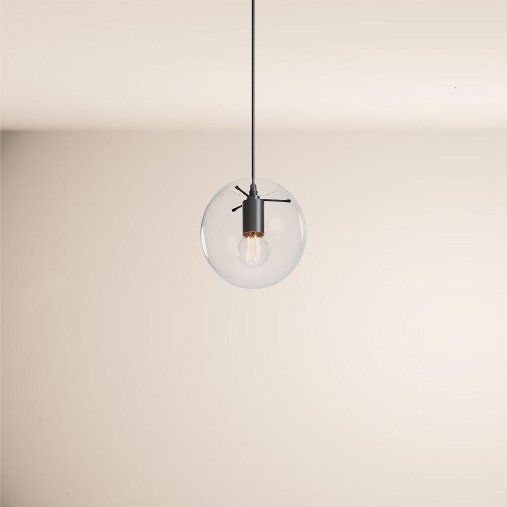 HÄNGELAMPE Orb 1.5m Abhängung Klar/Schwarz Ø 20cm - Klar, Glas (20/20/20cm) - s.luce