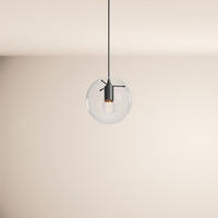 HÄNGELAMPE Orb 1.5m Abhängung Klar/Schwarz Ø 20cm - Klar, Glas (20/20/20cm) - s.luce