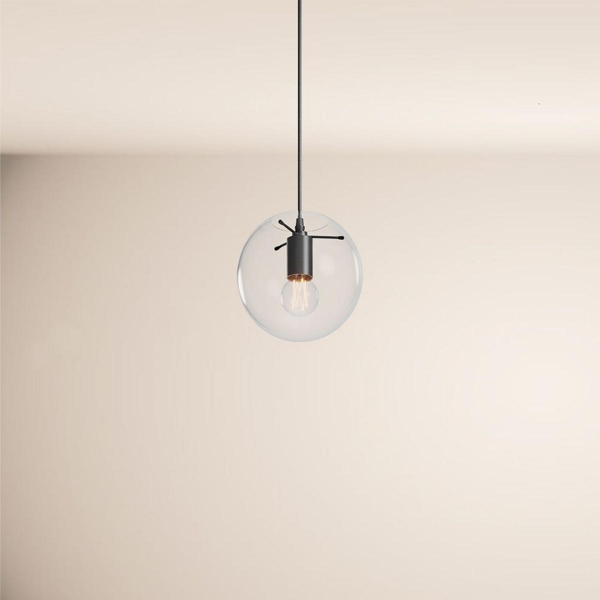 HÄNGELAMPE Orb 1.5m Abhängung Klar/Schwarz Ø 20cm - Klar, Glas (20/20/20cm) - s.luce