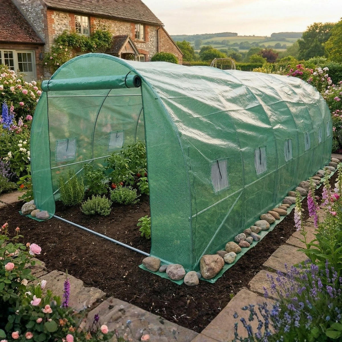 FOLIE FÜR GARTENFOLIENTUNNEL Vana 6 x 3 m - Grün, Kunststoff (300/200/600cm) - EDENIA