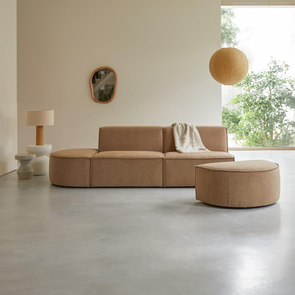 SOFA Dario Braun aus Stoff - Braun, Textil (308/75/93cm) - Tikamoon