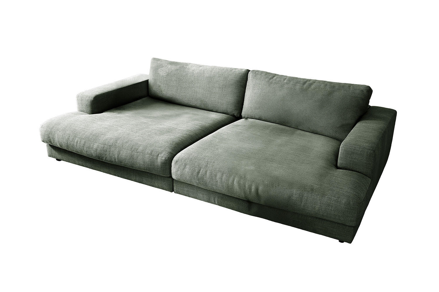 BIG SOFA MADELINE Grün Webstoff - Schwarz/Olivgrün, Kunststoff/Textil (290/85/190cm) - KAWOLA