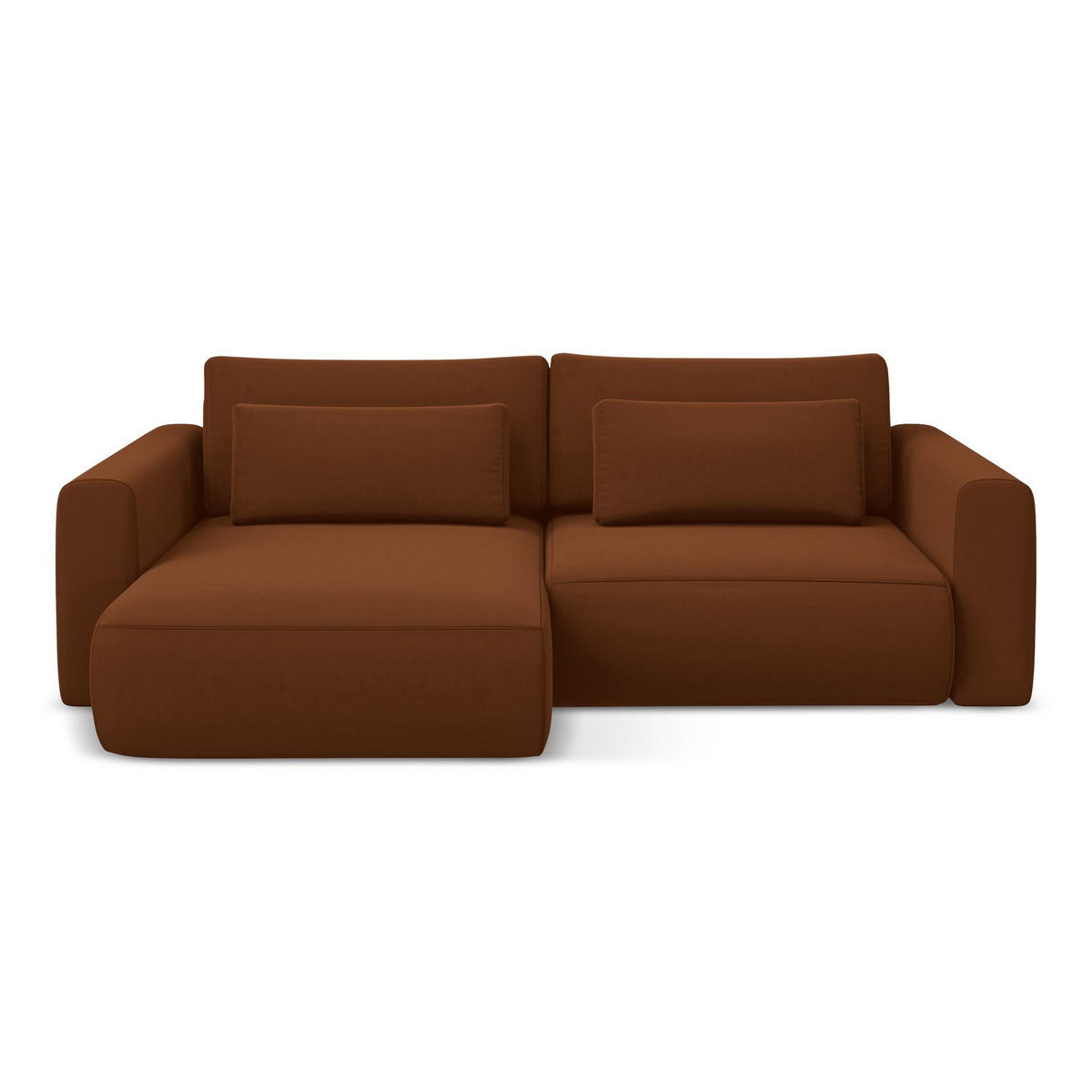 ECKSOFA mit Schlaffunktion Samt Stoff Orange - Terracotta/Schwarz, Kunststoff/Textil (149/240cm) - LaMiaSofa