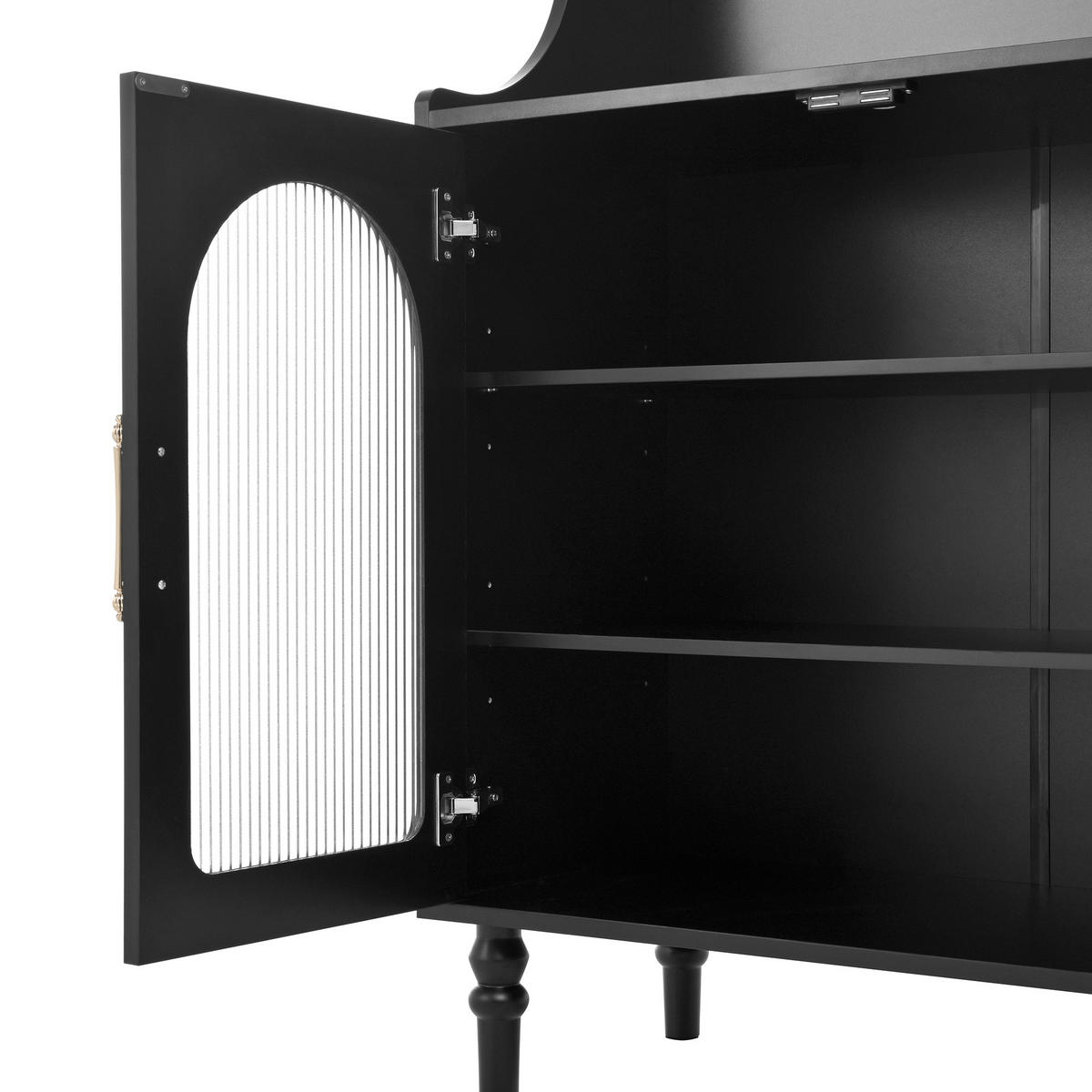 BUFFET in Schwarz mit Weinglashaltern und Stauraum für Esszimmer und Küche, B120/T40/H138.5 cm - Transparent/Schwarz, Glas/Holzwerkstoff (120/138.5/40cm) - STILVORA