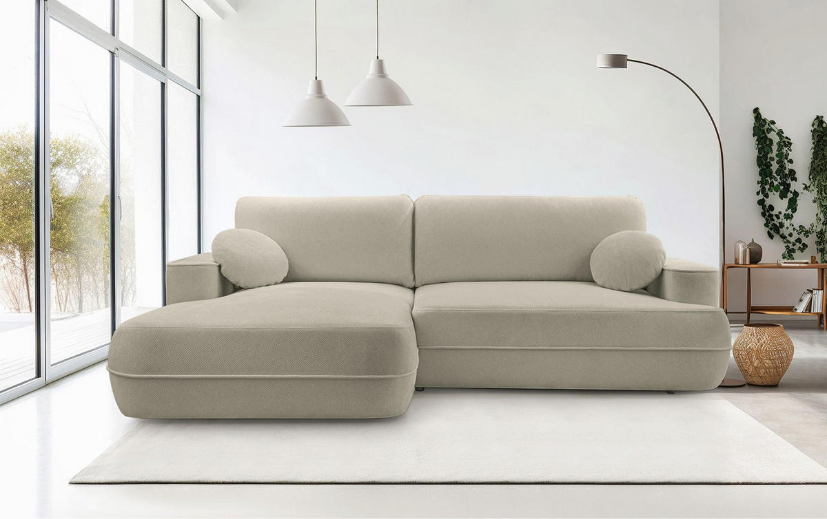 ECKSOFA Fuerro Hellbraun Strukturstoff - Hellbraun/Schwarz, Kunststoff/Textil (260/168cm) - Selsey