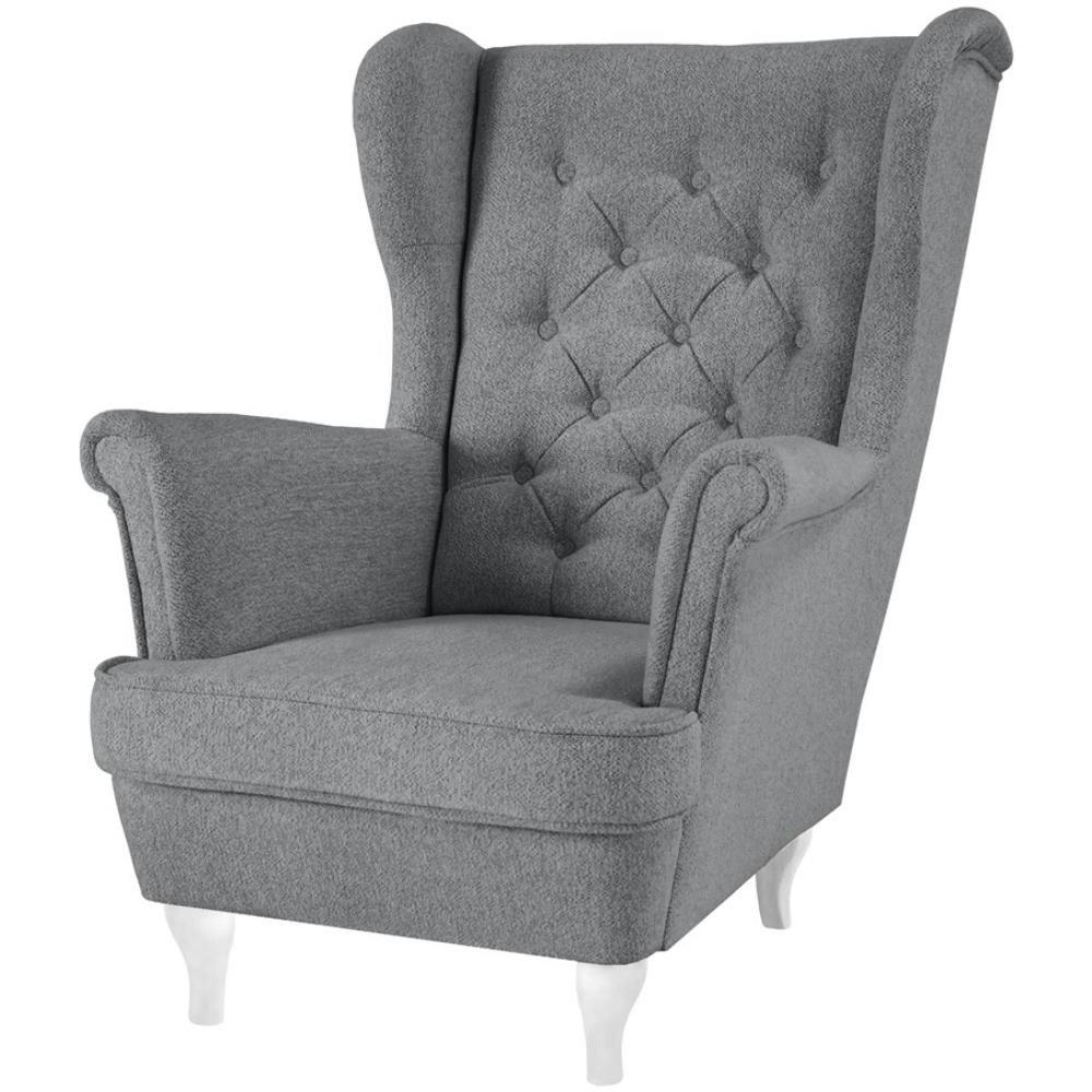 Beautysofa Chesterfield-Sessel Grau 82x102x92 cm