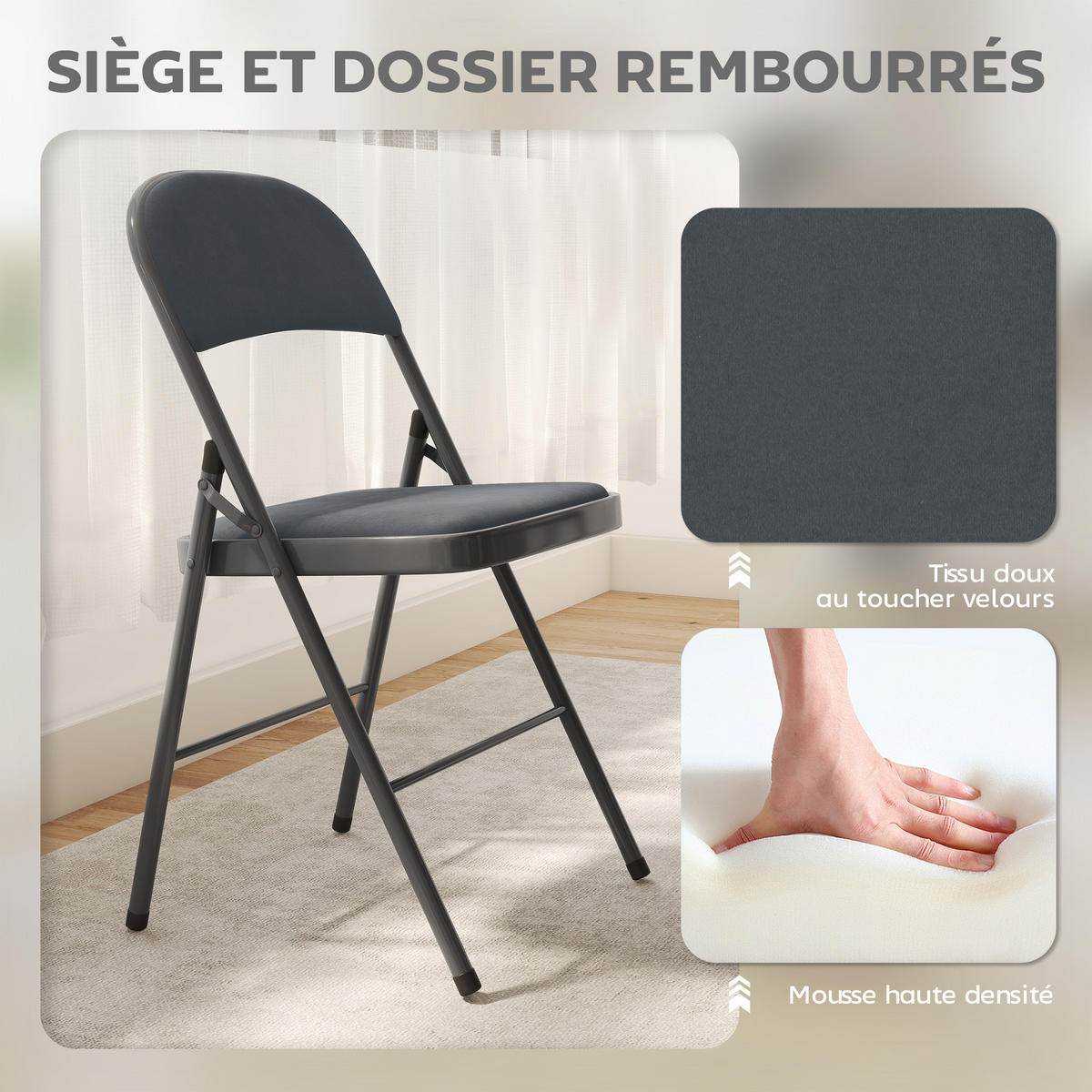 KLAPPSESSEL Grau 4 Stück - Grau, Naturmaterialien (45/78/46cm) - GiPP