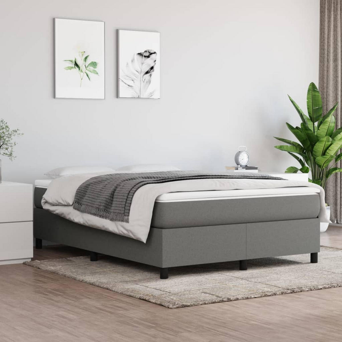 BETTGESTELL ohne Matratze Dunkelgrau 140x200 cm Stoff - Grau, Textil (140/200cm) - furnicato