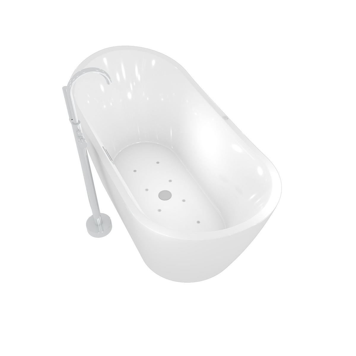 FREISTEHENDE Badewanne Wanne F13 180x92cm Whirlpool Armatur AF02 - Weiß, Glas/Kunststoff (80/72/180cm) - AcquaVapore by Sandra Jentho