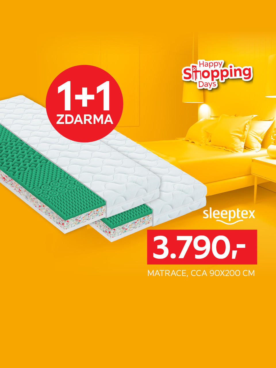 Matrace Sleeptex (90x200 cm) za 3790 Kč, 1+1 zdarma