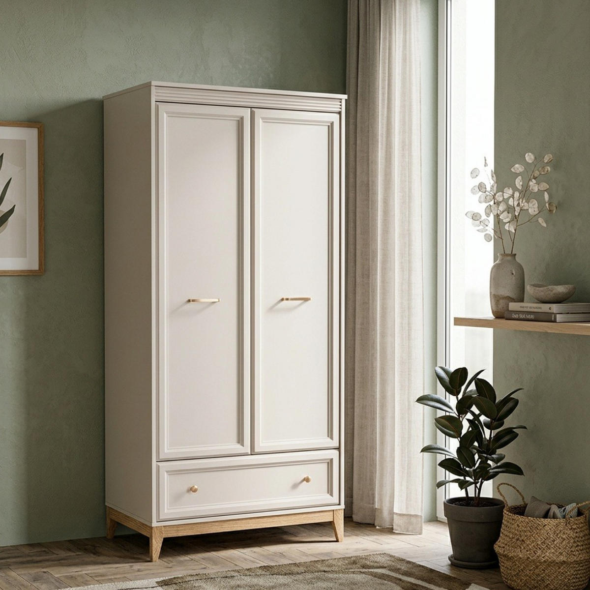 KLEIDERSCHRANK Windsor W-10 92 x 193 x 54,5 cm Kaschmir - Kaschmir/Eichefarben, Eichenholz/Holzwerkstoff (92/193/54.5cm) - Koseto