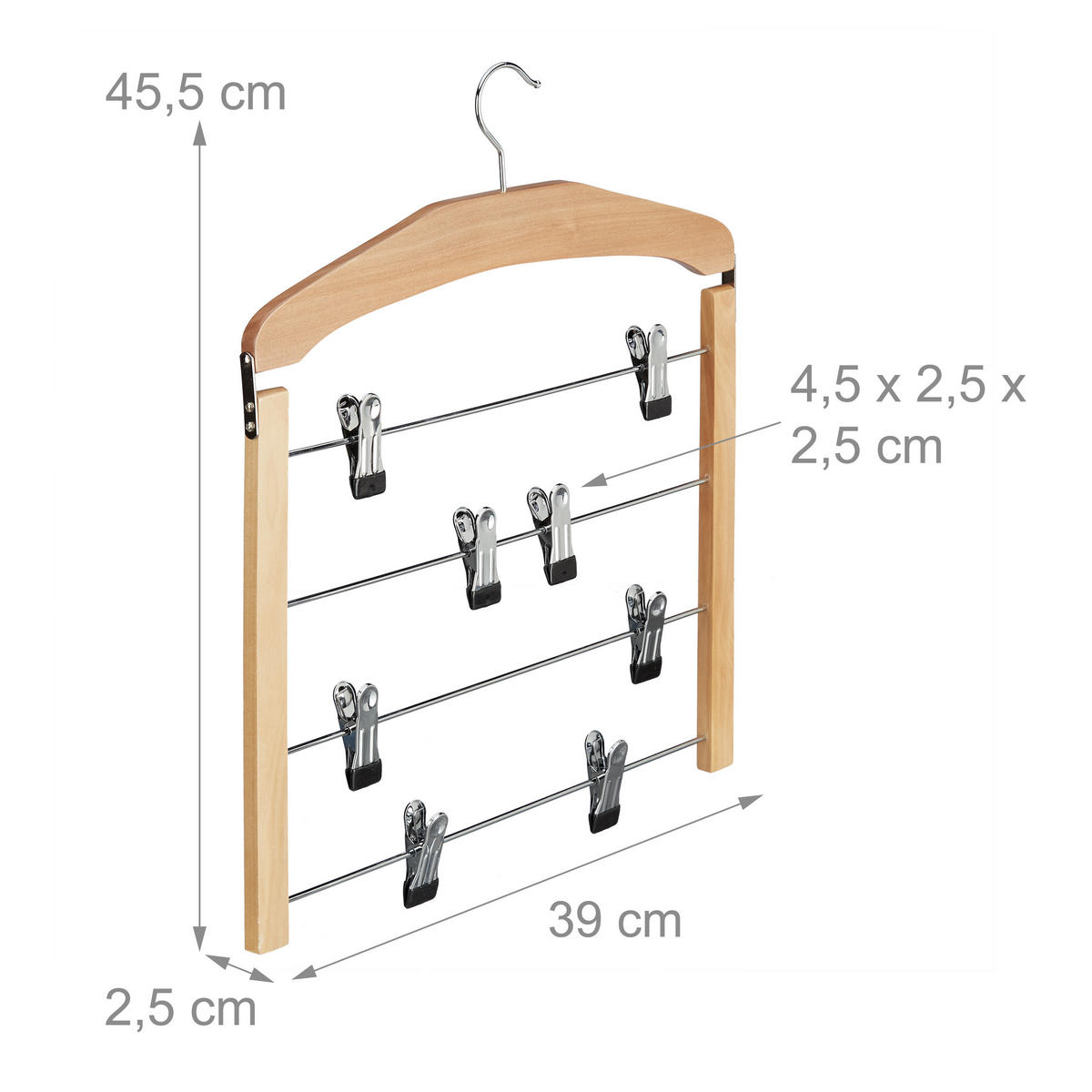 SÚPRAVA vešiakov na sukne - svetlohnedá, kov/drevo (39/45.5/2.5cm) - Relaxdays