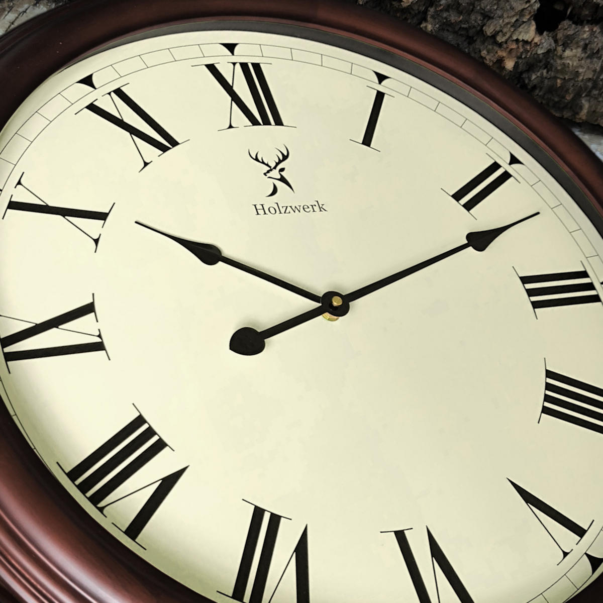 WANDUHR Holz Designer LEBACH Loft Wand Uhr, braun, weiß - Braun, Glas/Holz (60/60/5.5cm) - Holzwerk