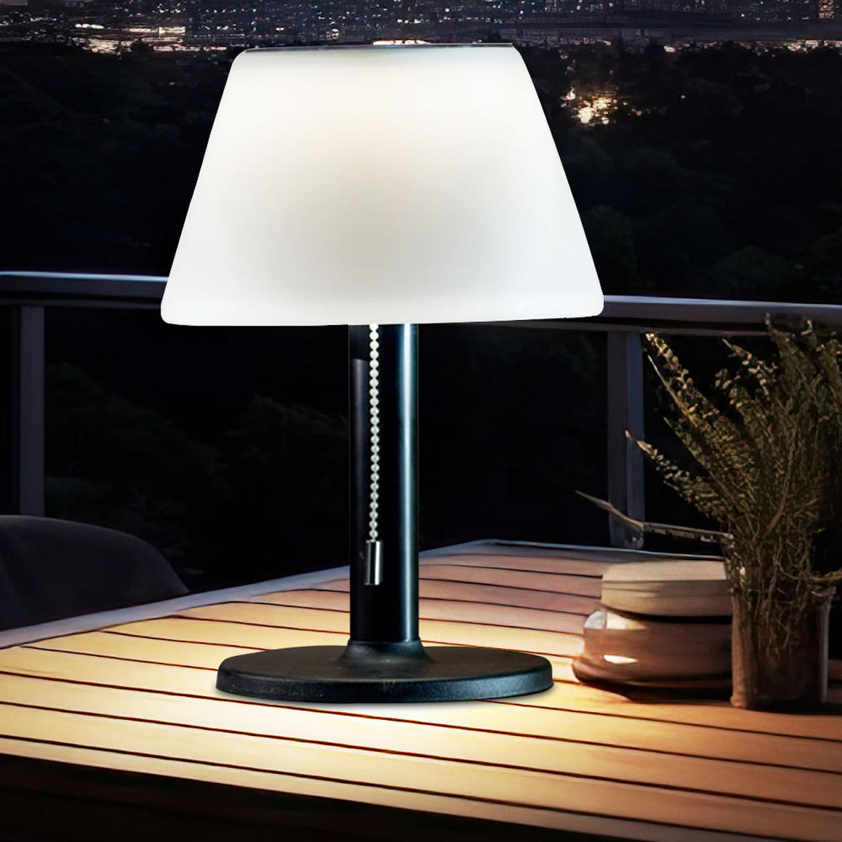 LED AUSSENLEUCHTE Solar Tischlampe Schwarz Weiß 2er Set - Schwarz, Metall (20/20/28cm)