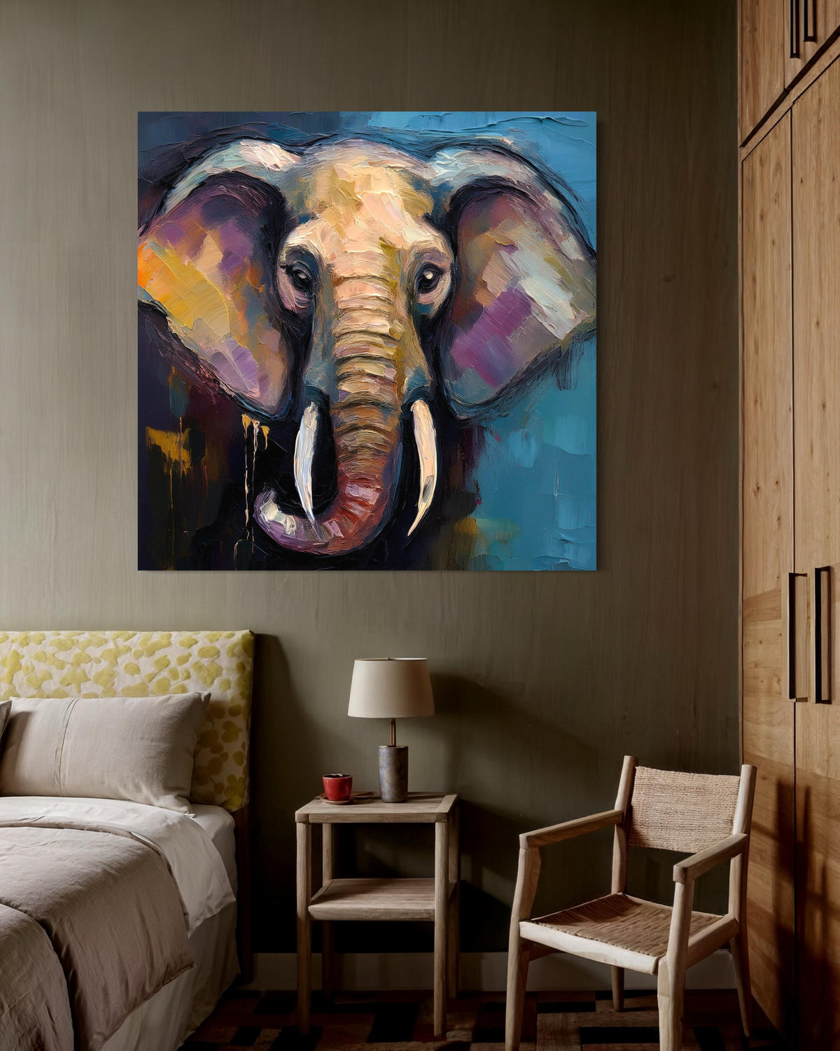 WANDBILD elefant tiere afrika - Multicolor, Textil (40/40cm) - Feeby