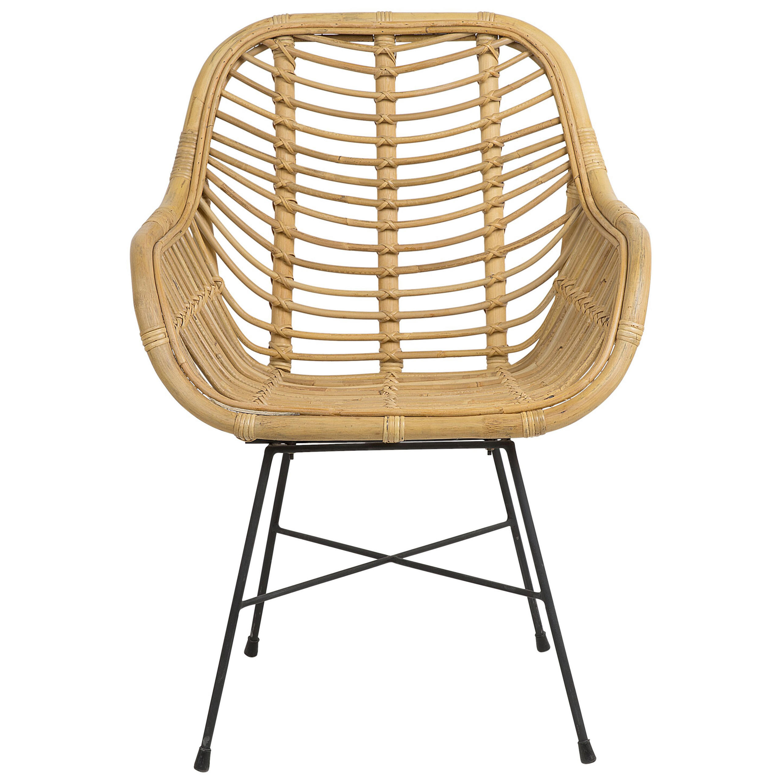 RATTANSTUHL Rattan Beige Canora - Beige, Naturmaterialen/Metall (64/89/51cm) - Beliani