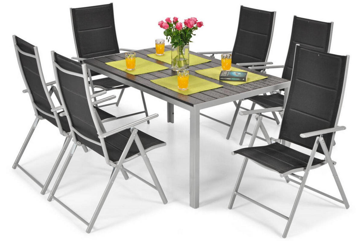 GARTENTISCH Bosano Schwarz, mit Silber Beine - Schwarz, Holzwerkstoff (150/90/74cm) - Bettso