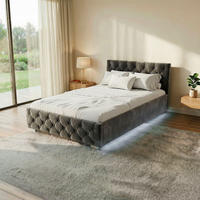 POLSTERBETT Nizza Dunkelgrau 120x200 cm mit Bettkasten und LED - Dunkelgrau, Holzwerkstoff (120/200cm) - Juskys
