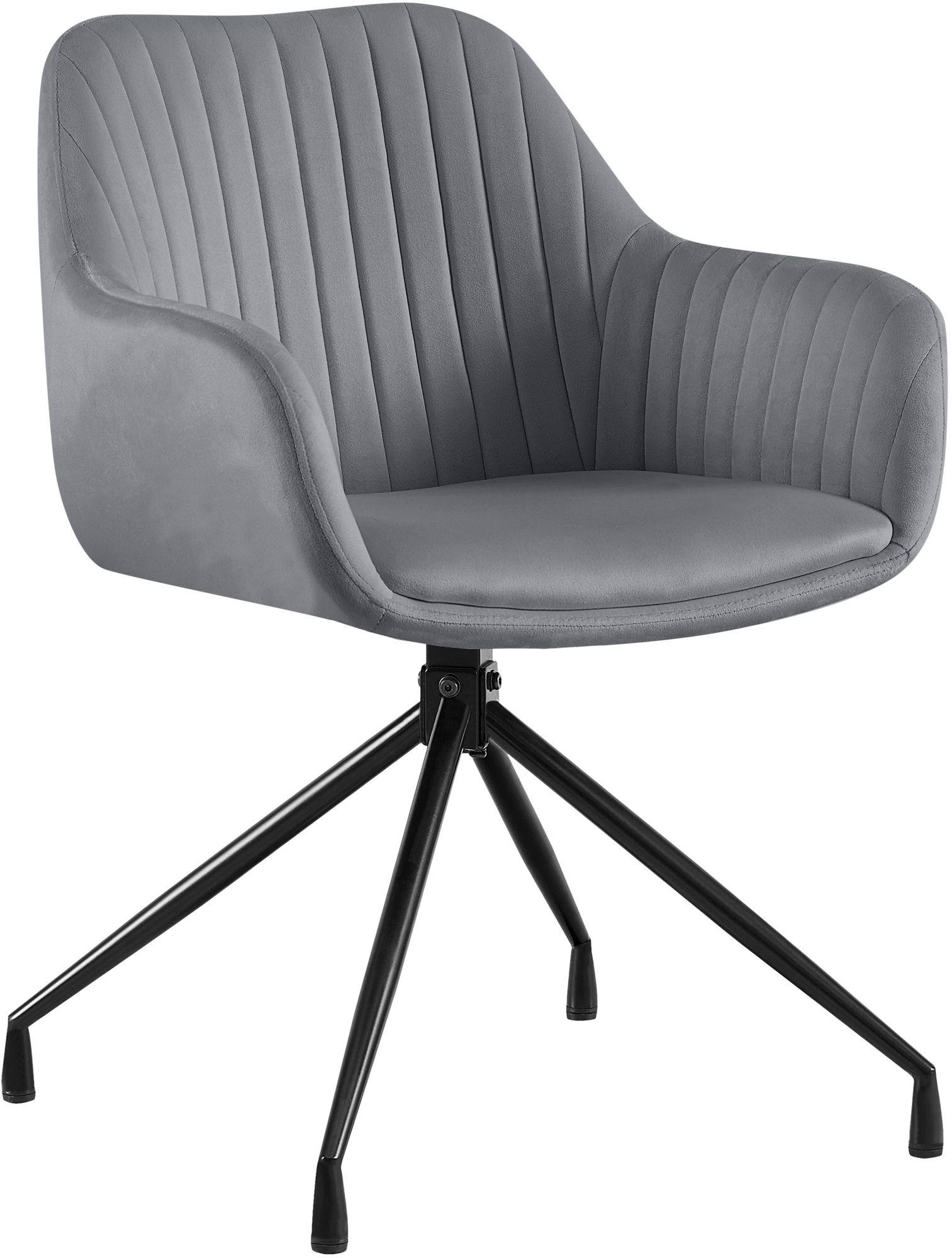 ESSZIMMERSTUHL Samt Dunkelgrau - Dunkelgrau/Schwarz, Textil/Metall (58/81/58cm) - CLP