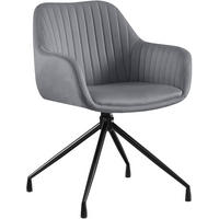 ESSZIMMERSTUHL Samt Dunkelgrau - Dunkelgrau/Schwarz, Textil/Metall (58/81/58cm) - CLP