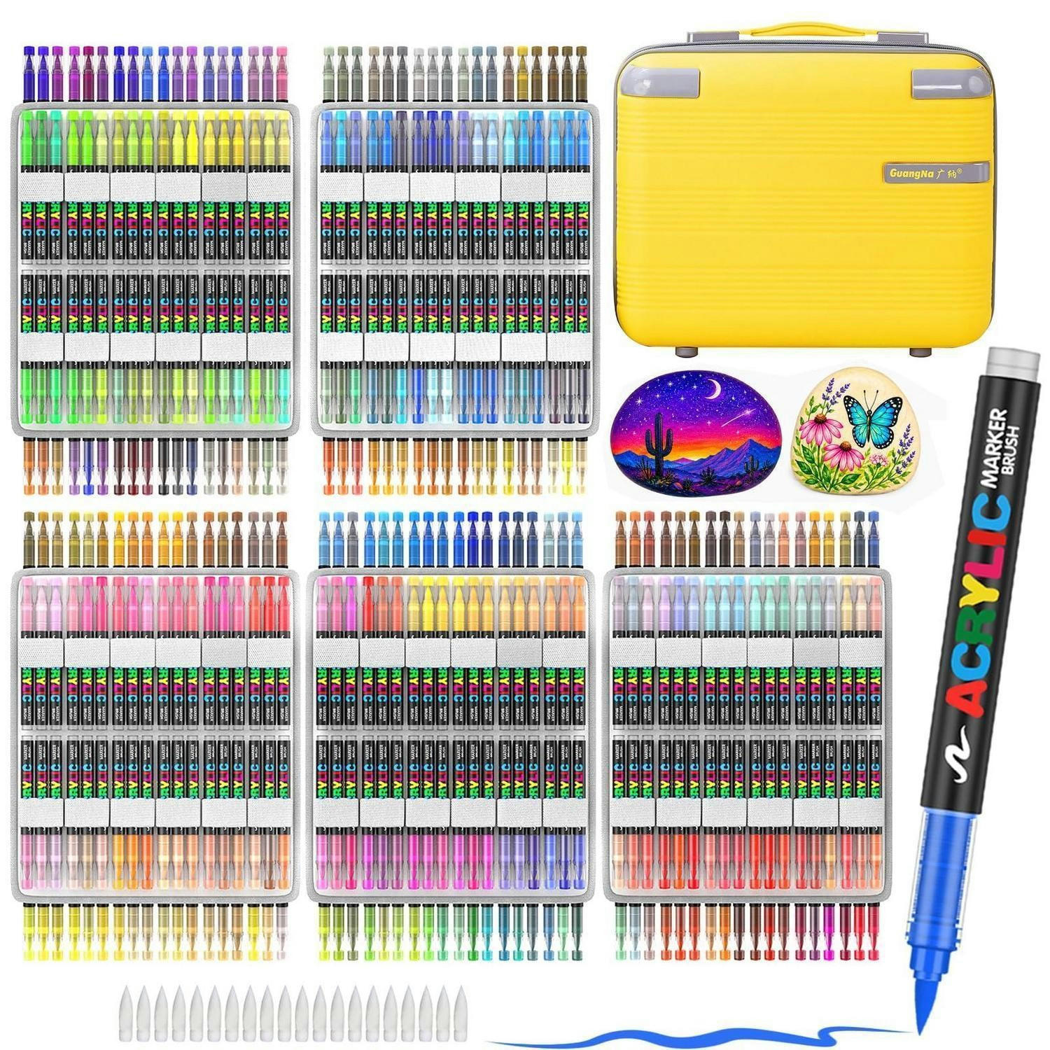 ACRYLSTIFTE Set 360 Farben mit Pinselspitze - Multicolor, Kunststoff (1/1/13cm)