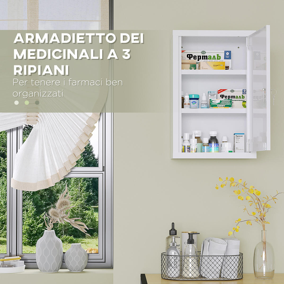 MEDIZINSCHRANK Weiß 1 Stück - Weiß, Naturmaterialien (30/46/14cm) - GiPP