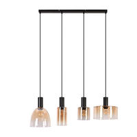 PENDELLEUCHTE Dravyn 78/25/180 cm - Bernsteinfarben/Schwarz, Glas/Metall (78/25/180cm) - ZMH