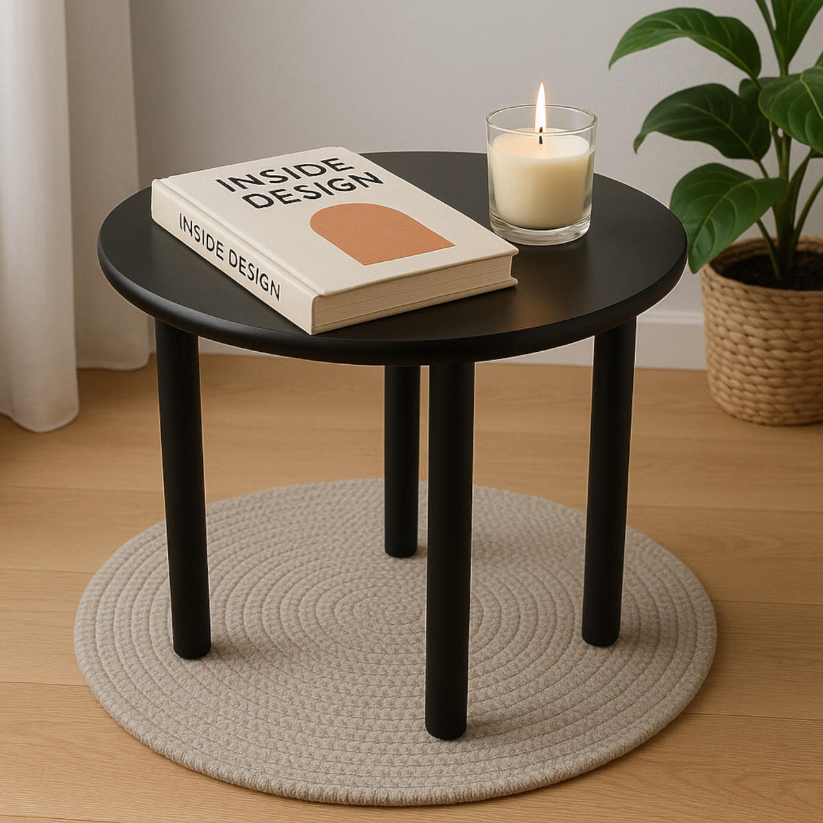 COUCHTISCH Holzoptik Schwarz Rundtisch 45x42 cm - Schwarz, Holzwerkstoff (45/45/42cm) - Begryf