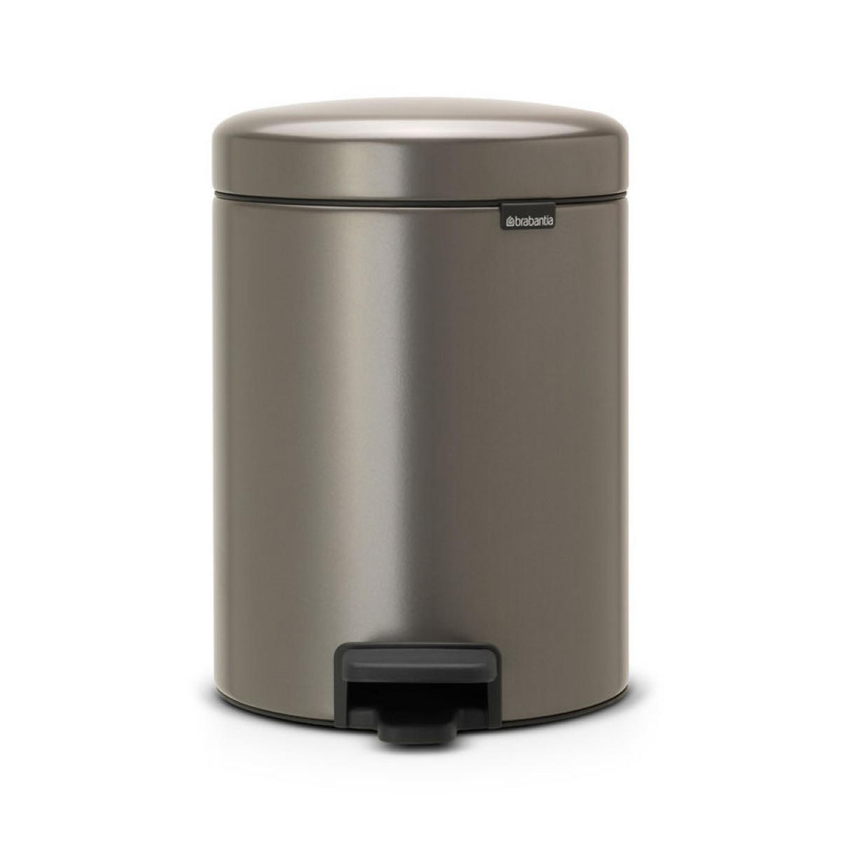 MÜLLEIMER klassisch Mit Soft Verschluss 5 Liter 30,2 x 26,3 x 21,7 cm Metall Platin - Grau, Metall (26.3/30.2/21.7cm) - PROREGAL