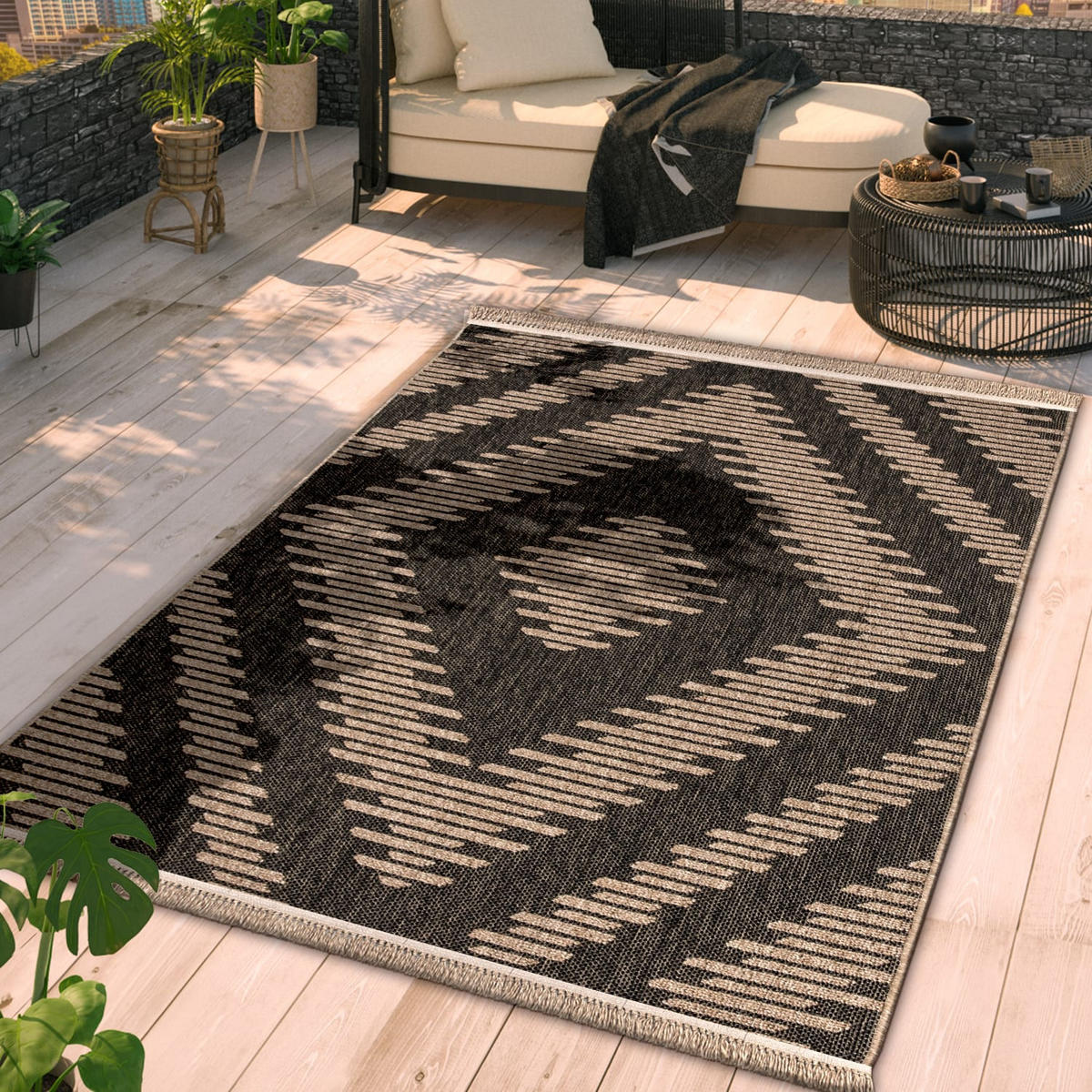 OUTDOORTEPPICH Boho Anthrazit 200 x 280 cm - Anthrazit, Kunststoff (200/280cm) - TT Home