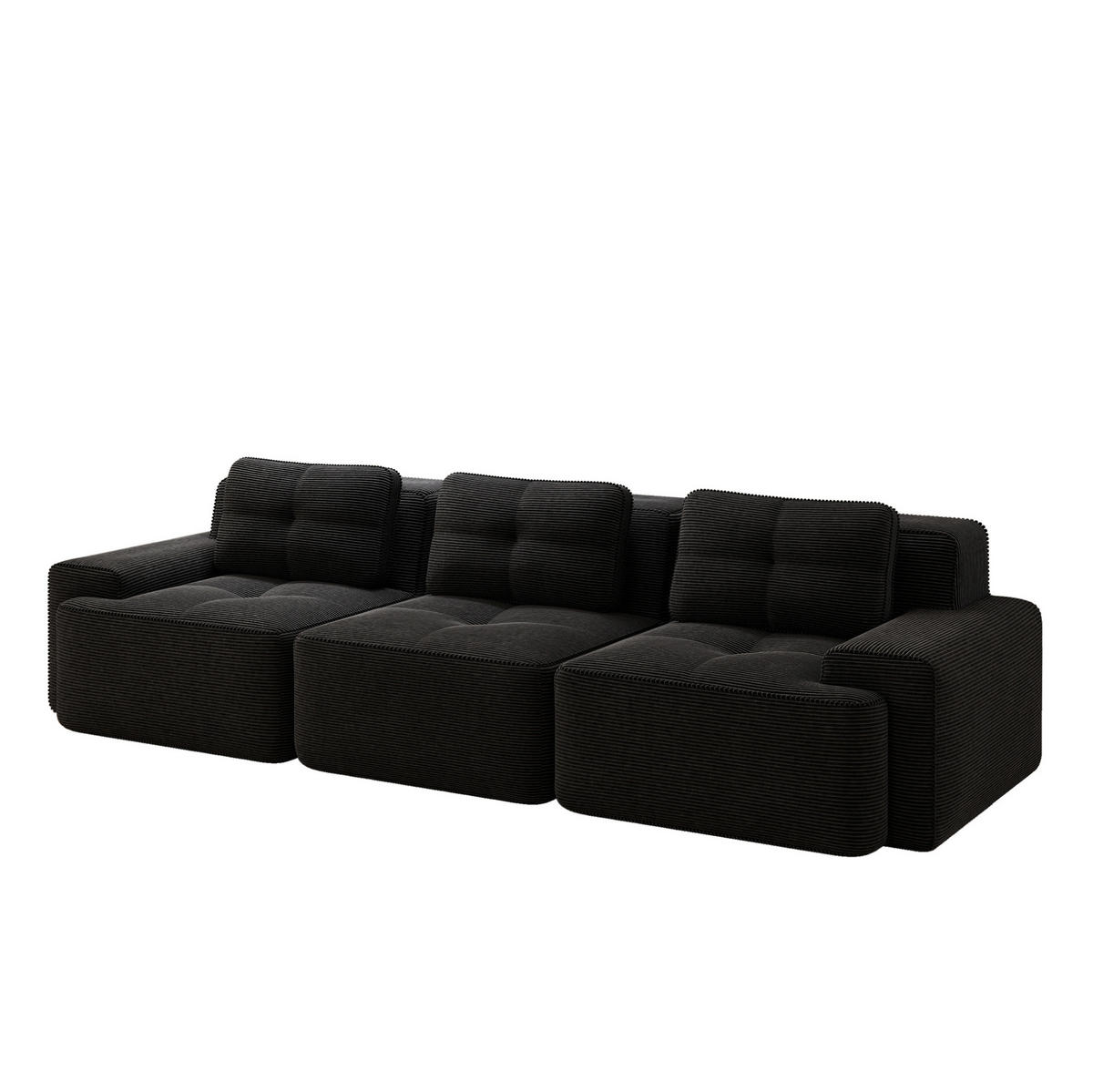 SOFA modular Tiefsitz Cord Black montagefrei - Schwarz, Kunststoff (104/69/293cm) - Meubliv