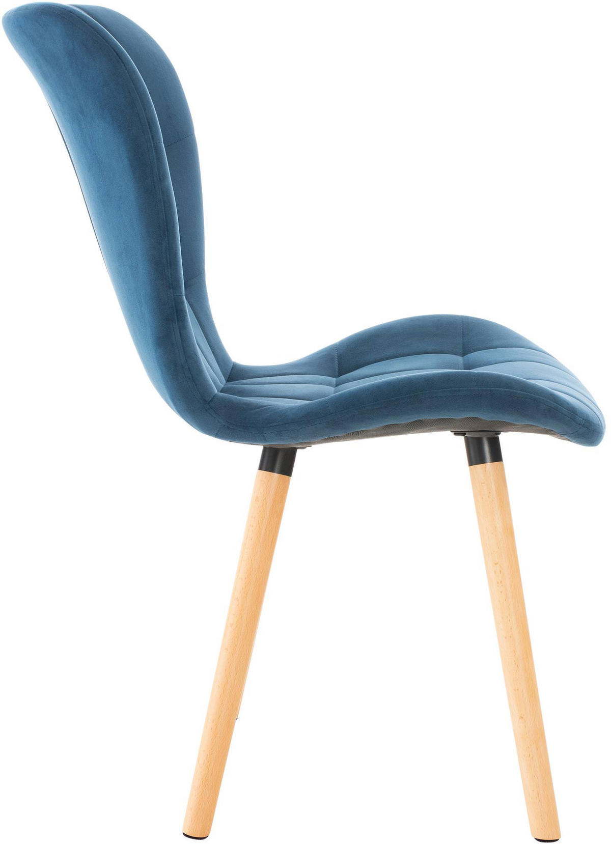 STUHL 2er Set Samt blau - Blau/Eukalyptusholzfarben, Holz/Textil (50/88/63cm) - CLP