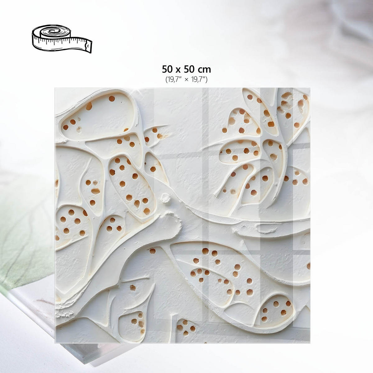 TISCHPLATTE 50x50 cm – Kurzbeschreibung (2 Wörter): Organische Muster - Braun, Glas (50/50/0.4cm) - Wallfluent