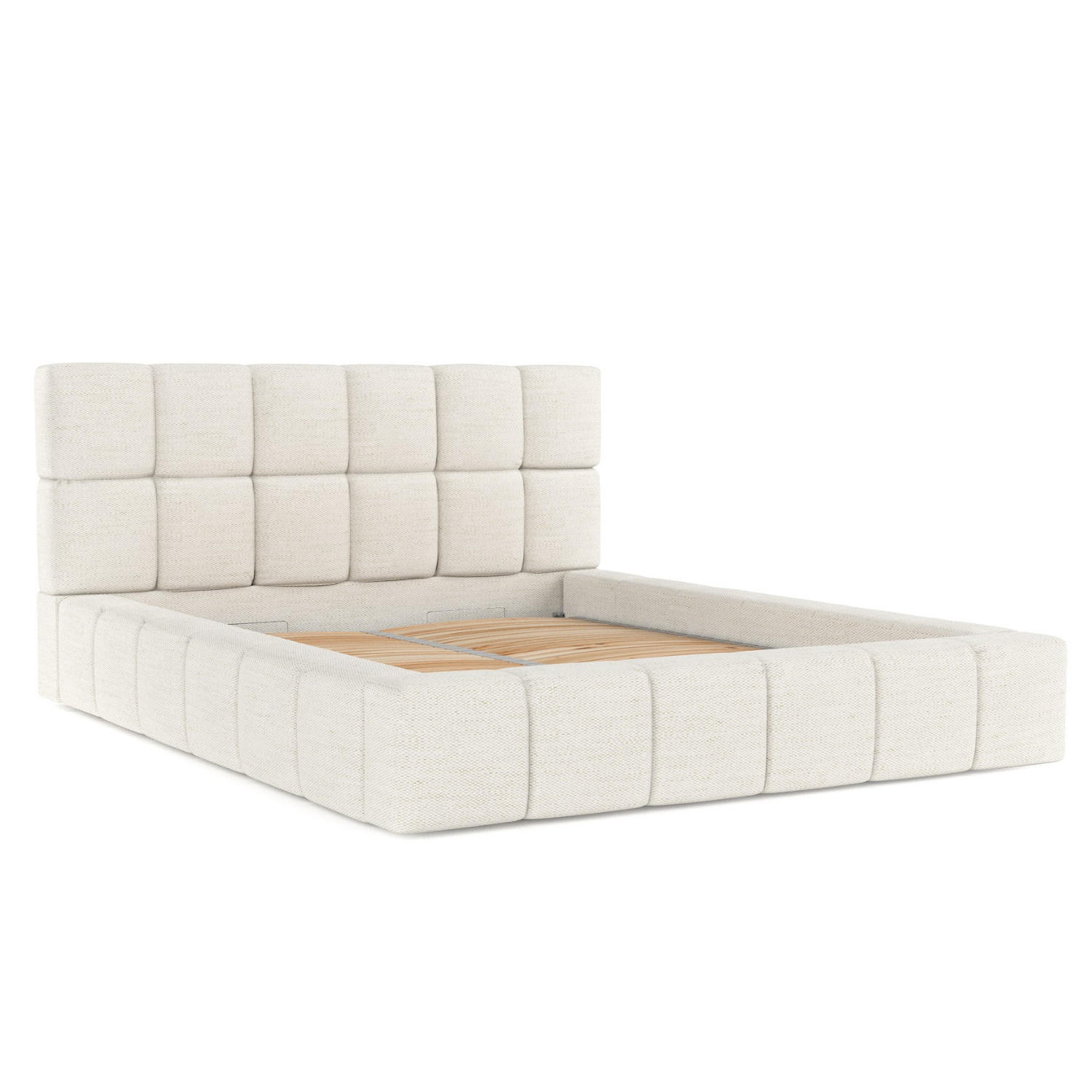 POLSTERBETT Paros mit Stauraum 200/200 cm Creme im Modesto Stoff - Creme/Schwarz, Holz/Holzwerkstoff (200/200cm) - AltaBeds