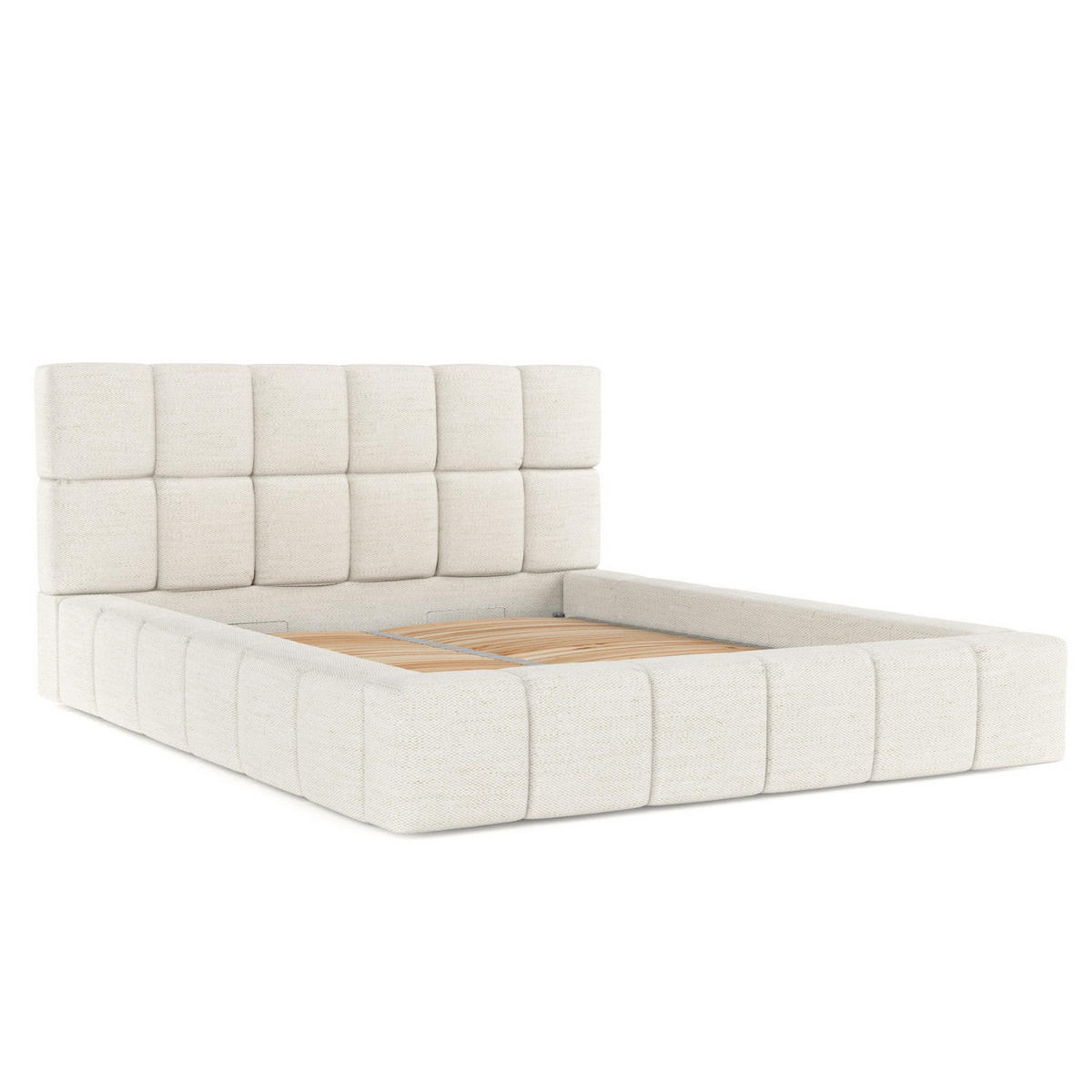 POLSTERBETT Paros mit Stauraum 160/200 cm Creme im Modesto Stoff - Creme/Schwarz, Holz/Holzwerkstoff (160/200cm) - AltaBeds