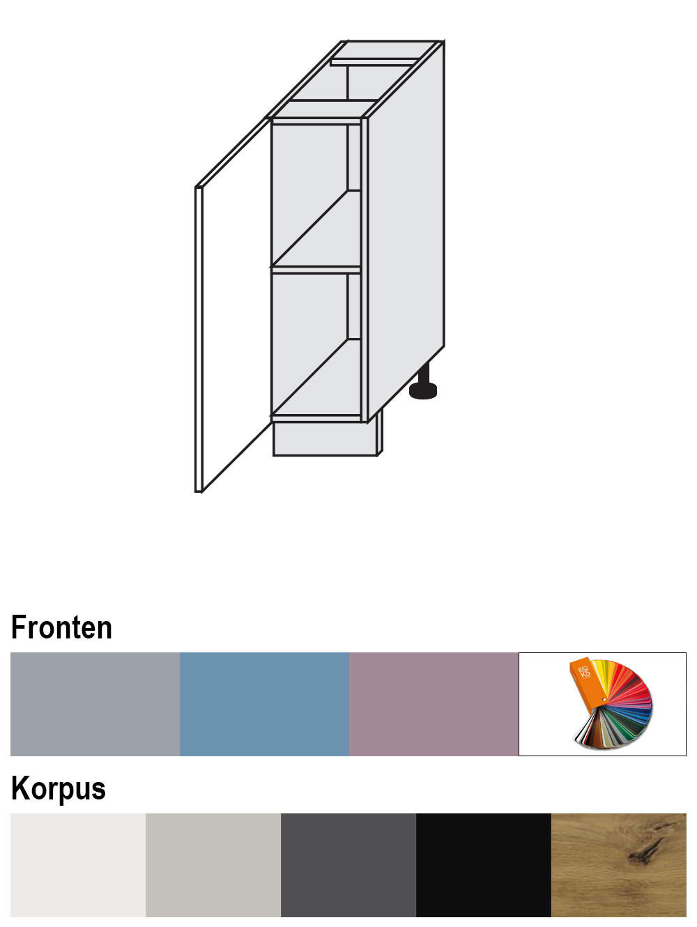 Thumbnail - Feldmann-Wohnen Unterschrank, Grau, Eiche Artisan, Holz, 1 Fächer, 20x82x50 cm, Küchen, Küchenmöbel, Küchenschränke, Küc...