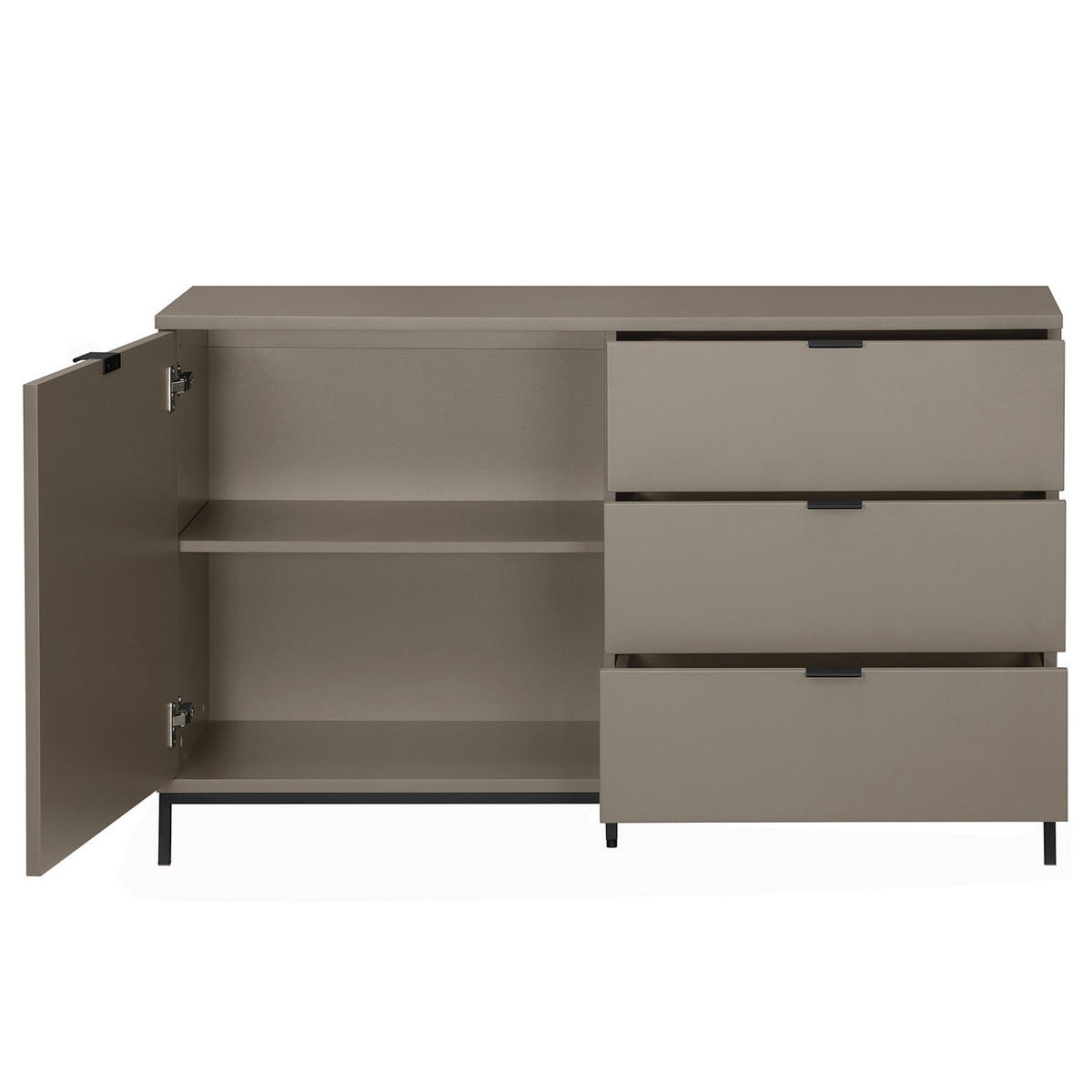 KOMMODE - Metall / MDF - 120 cm - Taupe/Schwarz, Holzwerkstoff/Metall (120/74/40cm) - home24