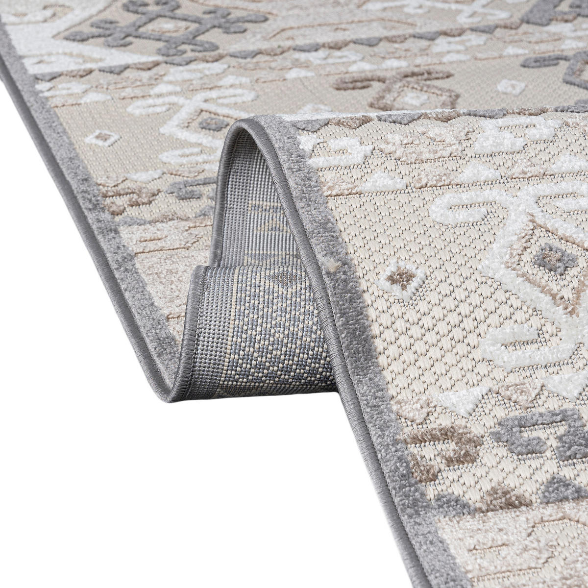 TEPPICH In-Outdoor Beige Ethnische - Kurzflor Rechteckig Creme - 140 x 200 cm - Beige, Textil (140/200cm) - Mazovia